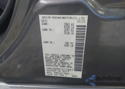 2023 Nissan Altima S Fwd z USA, uszkodzony, nr VIN 1N4BL4BV8PN377887